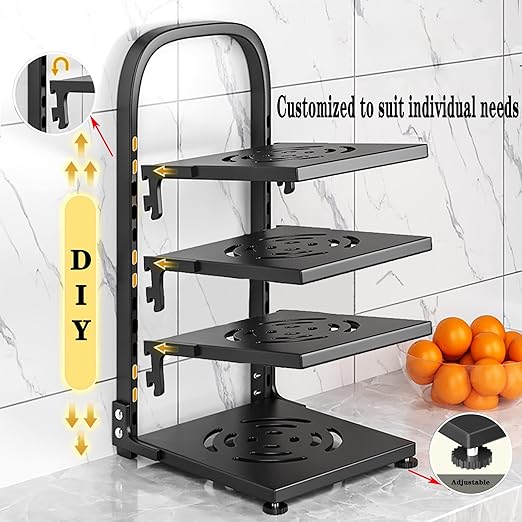 Pot Rack Organizers,4 Tier Adjustable Pot Racks