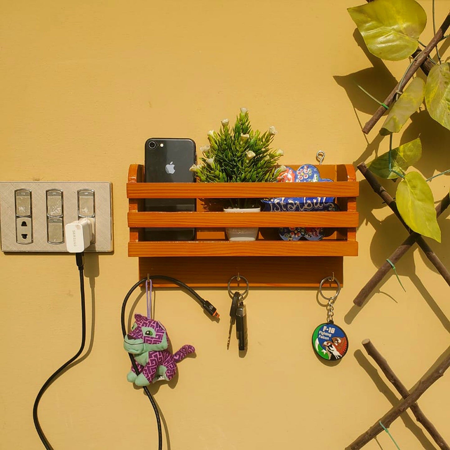 Wall Mount Wooden Mobile Holder ( D-5)